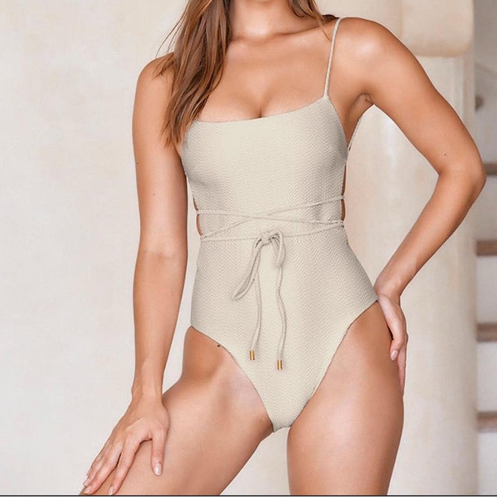 Monday Swimwear Beige Wrap-Tie One-Piece Swimsuit